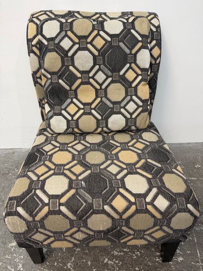 Pair of Geometric Pattern Armless Accent Chairs with Pillows #2632