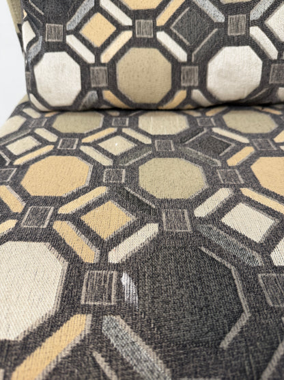 Pair of Geometric Pattern Armless Accent Chairs with Pillows #2632
