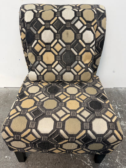 Pair of Geometric Pattern Armless Accent Chairs with Pillows #2632