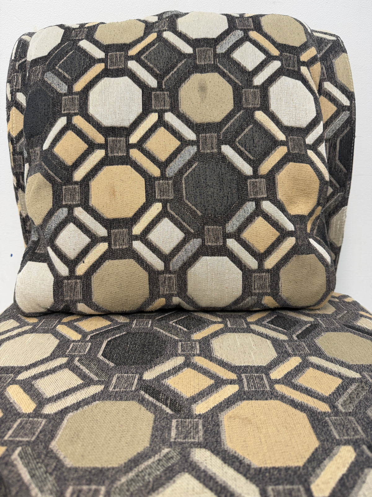 Pair of Geometric Pattern Armless Accent Chairs with Pillows #2632