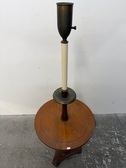 Vintage Wood Floor Lamp with Round Side Table #2643