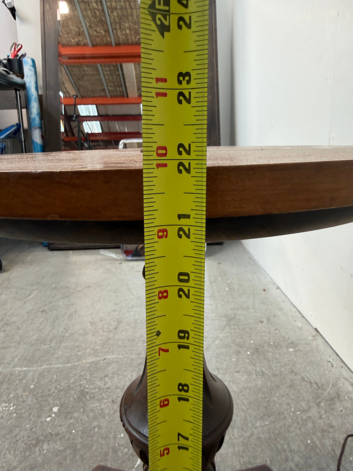 Vintage Wood Floor Lamp with Round Side Table #2643