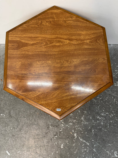 Vintage Hexagon End Table Cabinet with Ring Pulls #2645