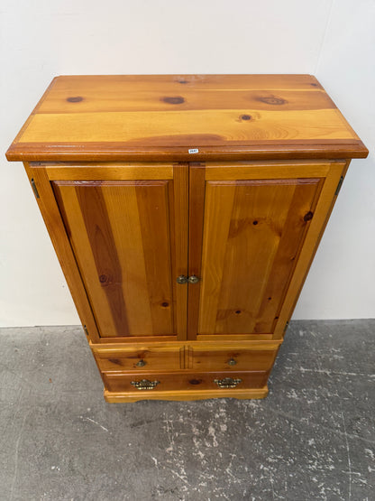 Knotty Pine Two-Door Cabinet with Three Drawers #2647