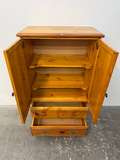 Knotty Pine Two-Door Cabinet with Three Drawers #2647