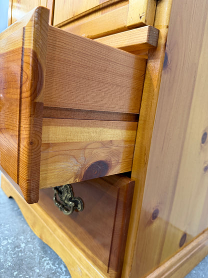 Knotty Pine Two-Door Cabinet with Three Drawers #2647