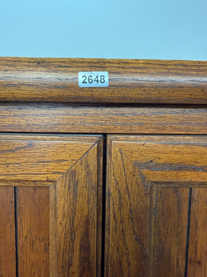Pair of Thomasville Oak Wardrobe Towers with Drawers and Shelves #2648