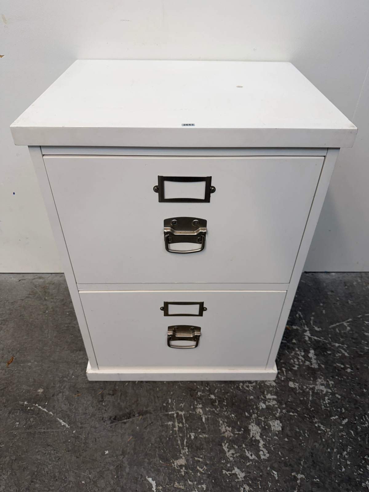 Pottery Barn Bedford White Two-Drawer File Cabinet with Nickel Pulls #2653