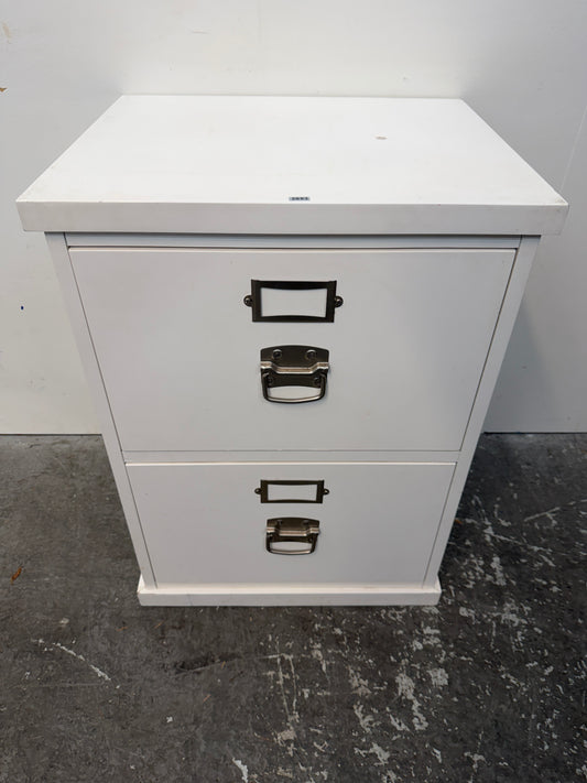 Pottery Barn Bedford White Two-Drawer File Cabinet with Nickel Pulls #2653
