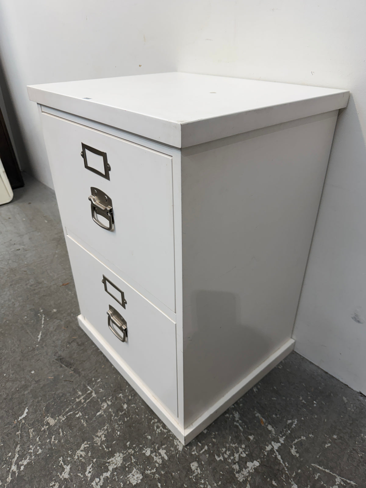 Pottery Barn Bedford White Two-Drawer File Cabinet with Nickel Pulls #2653