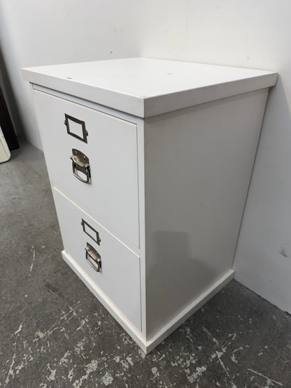 Pottery Barn Bedford White Two-Drawer File Cabinet with Nickel Pulls #2653