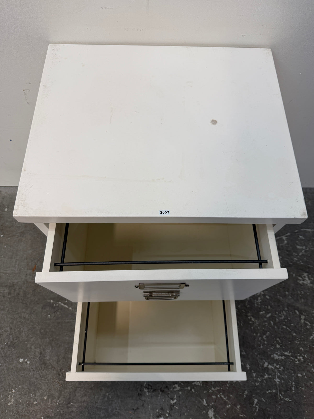 Pottery Barn Bedford White Two-Drawer File Cabinet with Nickel Pulls #2653