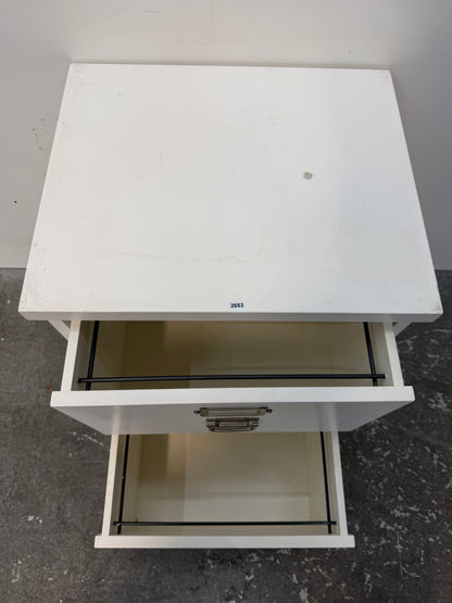 Pottery Barn Bedford White Two-Drawer File Cabinet with Nickel Pulls #2653