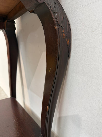 Carved Mahogany Flip Top Side Table with Drawer #2658