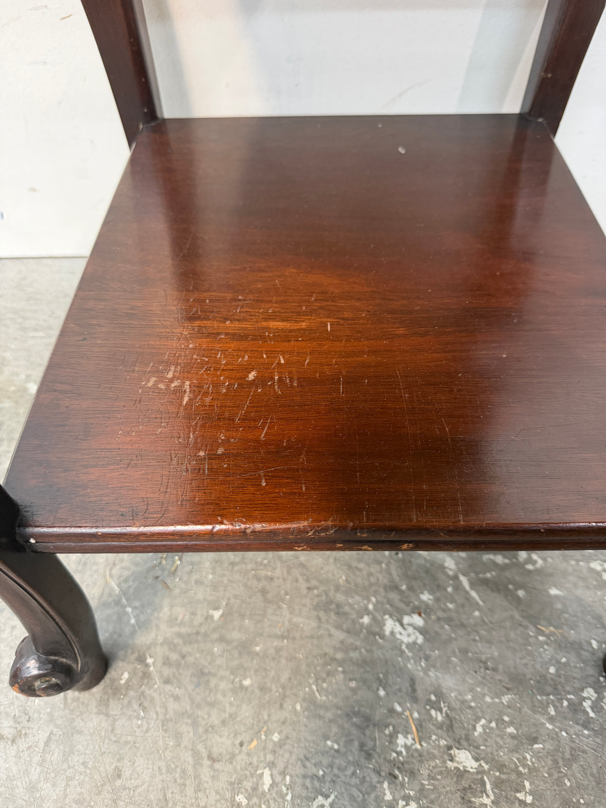 Carved Mahogany Flip Top Side Table with Drawer #2658