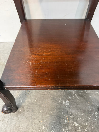 Carved Mahogany Flip Top Side Table with Drawer #2658