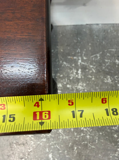 Carved Mahogany Flip Top Side Table with Drawer #2658