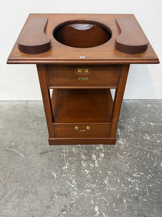 Mahogany Globeholder Washstand Style Cabinet with Inlaid Drawer #2660