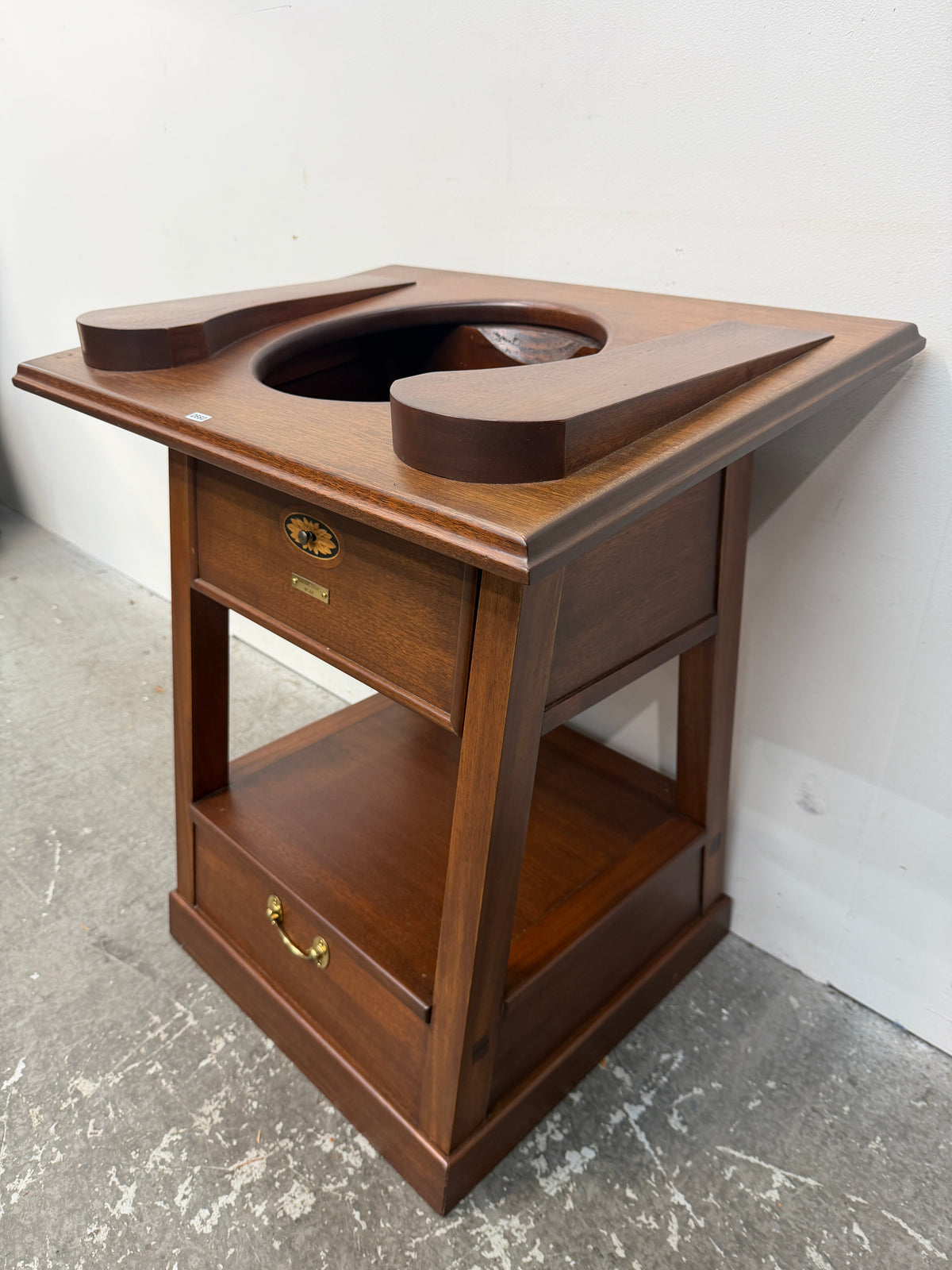 Mahogany Globeholder Washstand Style Cabinet with Inlaid Drawer #2660