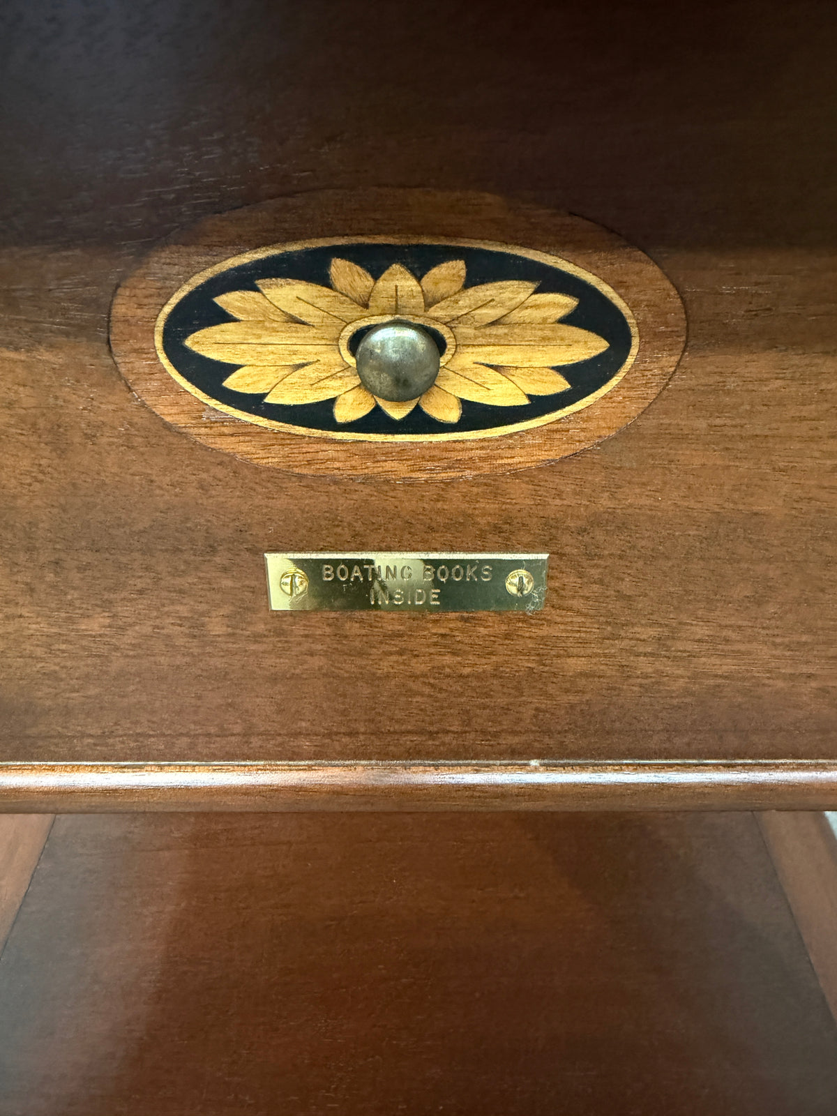 Mahogany Globeholder Washstand Style Cabinet with Inlaid Drawer #2660