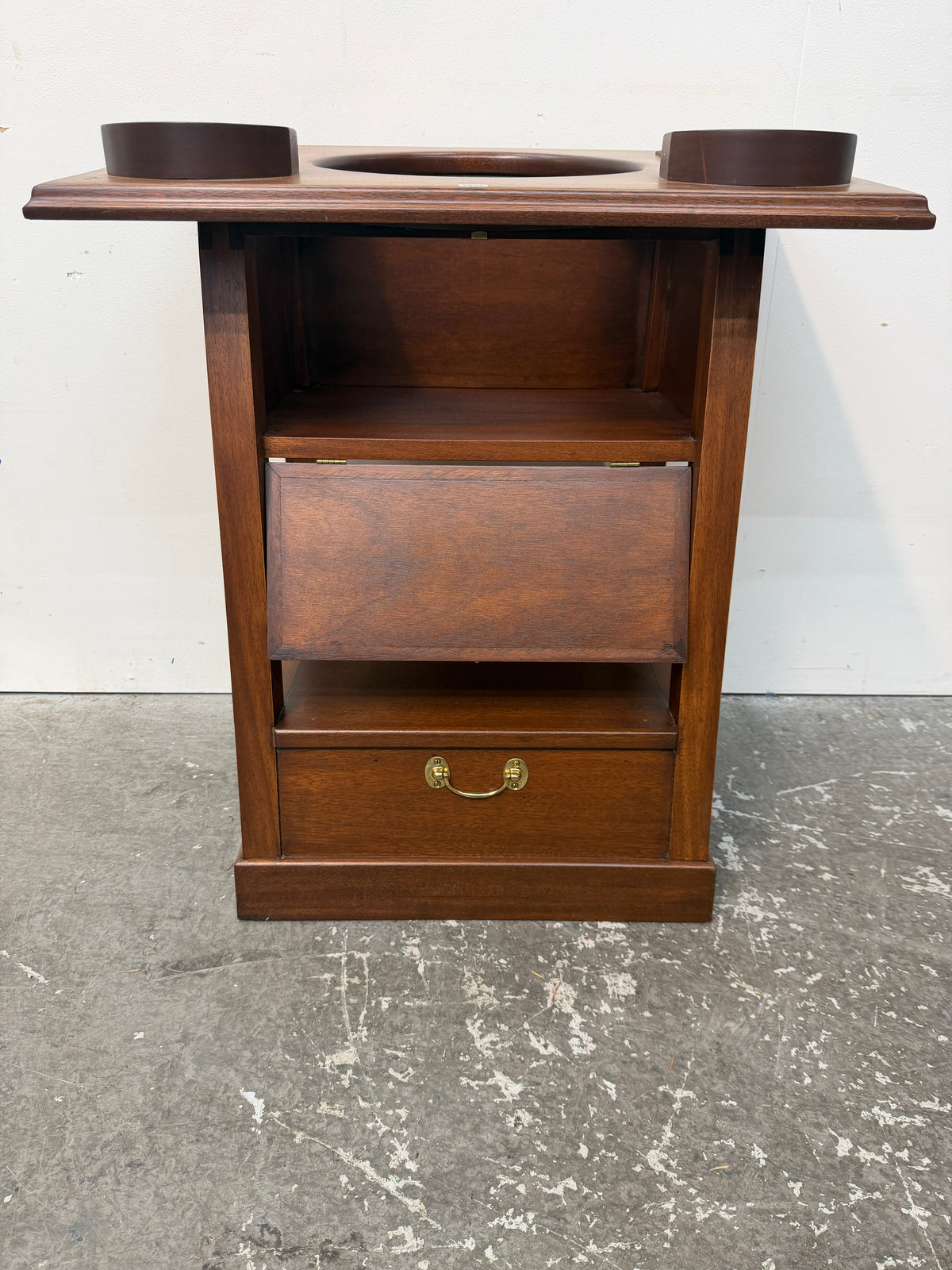 Mahogany Globeholder Washstand Style Cabinet with Inlaid Drawer #2660