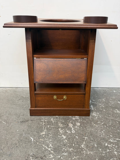 Mahogany Globeholder Washstand Style Cabinet with Inlaid Drawer #2660