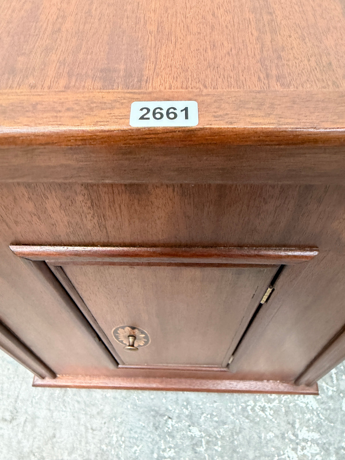 Tapered Mahogany Side Cabinet with Inlaid Door #2661