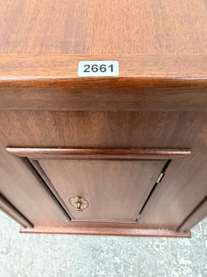 Tapered Mahogany Side Cabinet with Inlaid Door #2661