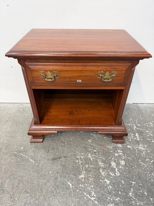 Cherry Chippendale Style Nightstand with Drawer and Shelf #2663