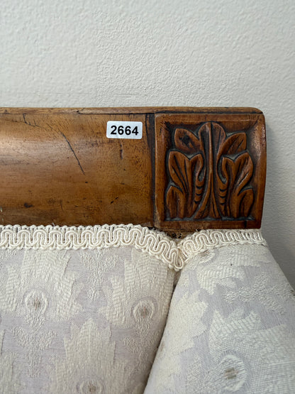 Regency Style Scroll Arm Settee in Ivory Damask #2664