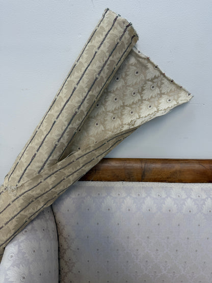 Regency Style Scroll Arm Settee in Ivory Damask #2664