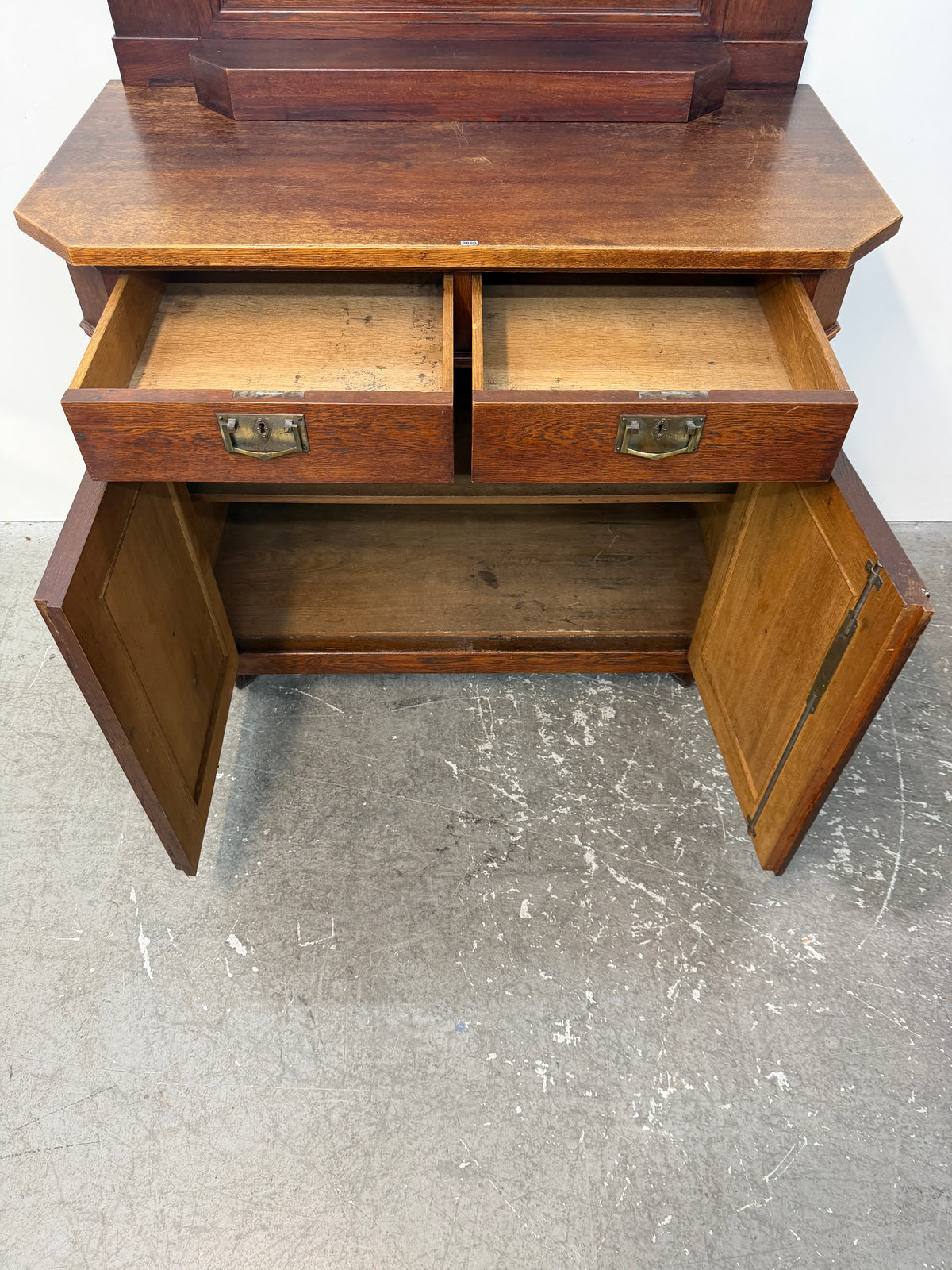 Antique Oak Sideboard with Carved Backsplash #2666