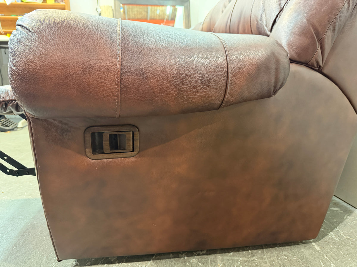 Brown Leather Dual Reclining Sofa with Nailhead Trim #2668