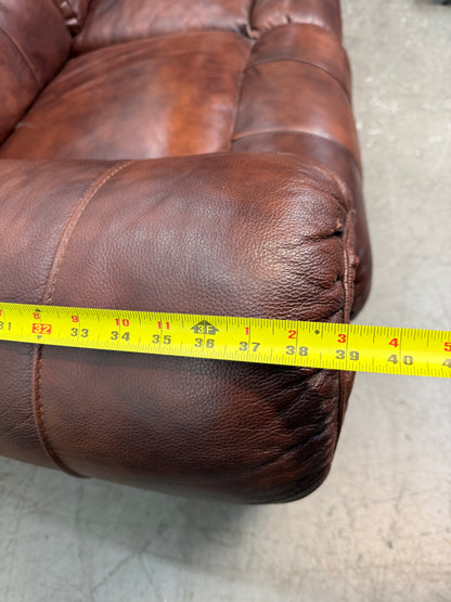 Brown Leather Dual Reclining Sofa with Nailhead Trim #2668