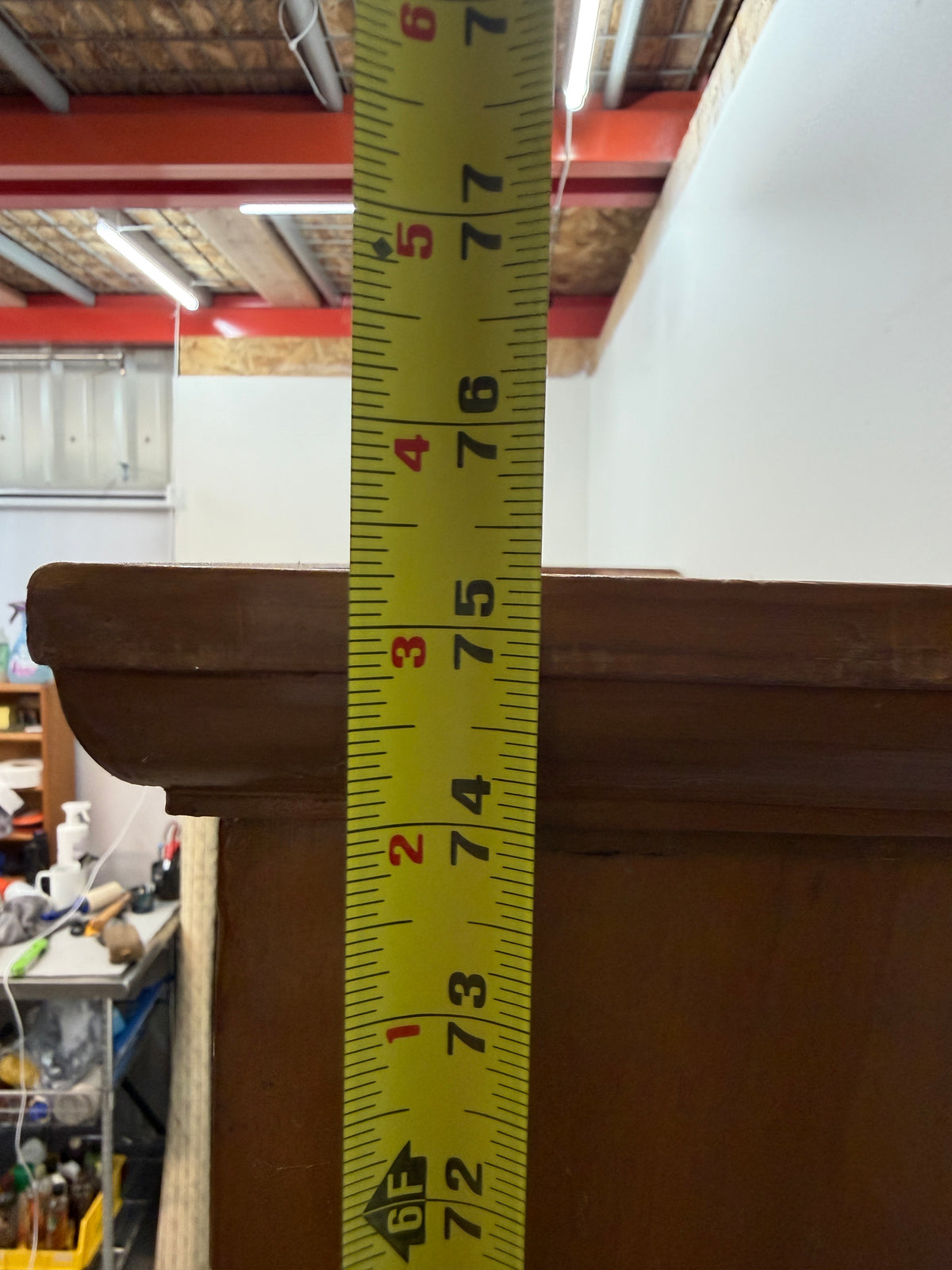 Knotty Pine Step-Back Cupboard with Scalloped Shelves #2671