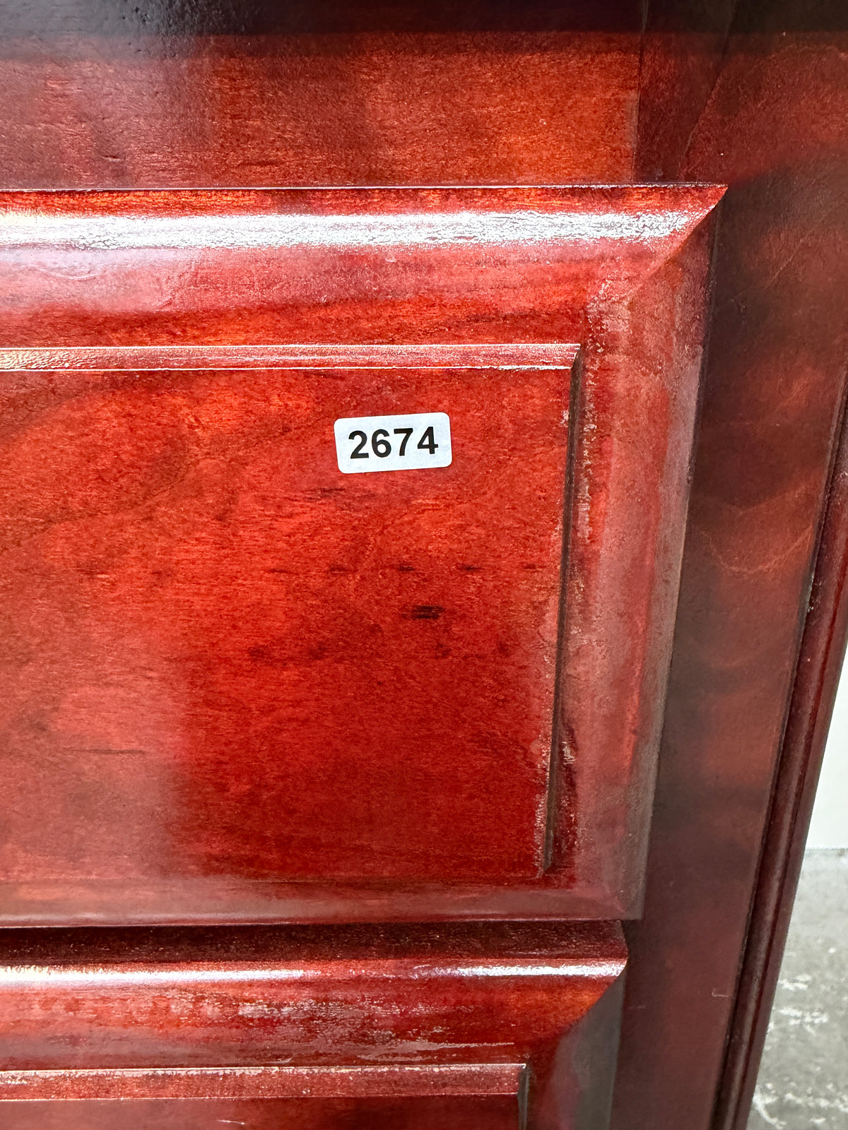 Cherry Finish Queen Anne Armoire with Dentil Crown and Five Drawers #2674