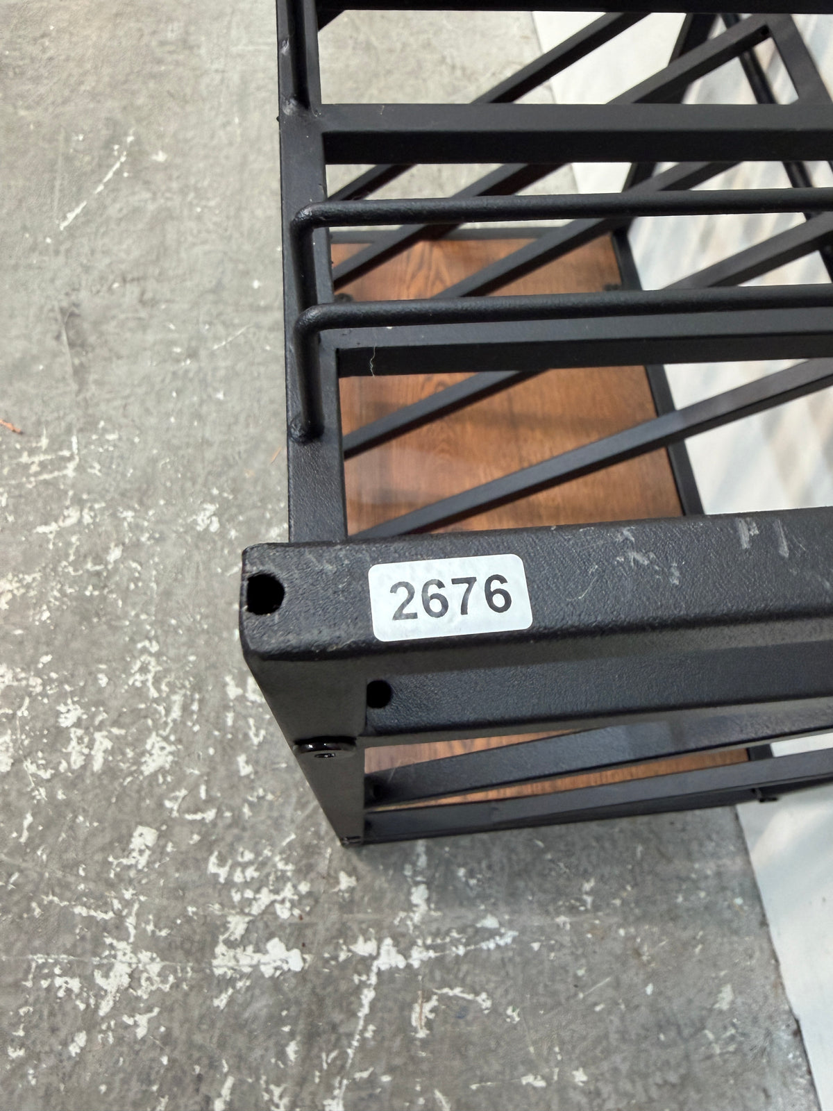 Black Metal Two-Tier Organizer Rack with Wood Shelf #2676