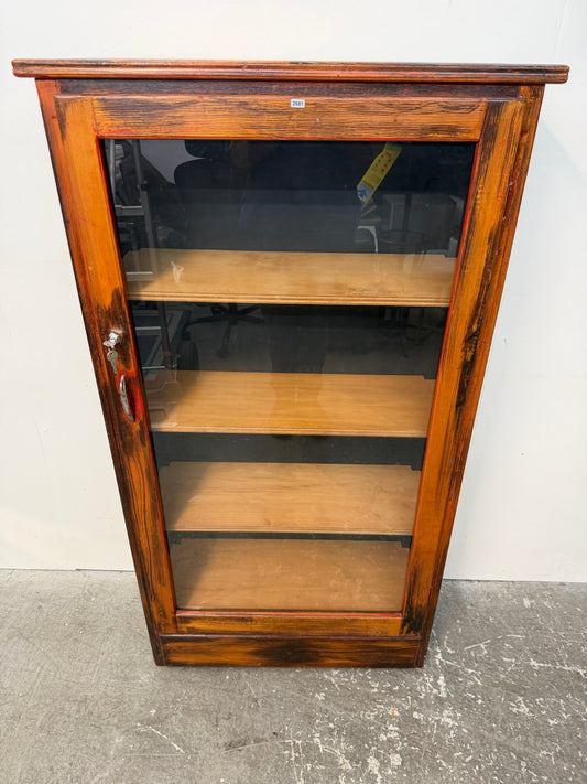 Rustic Pine Display Cabinet with Glass Door #2681