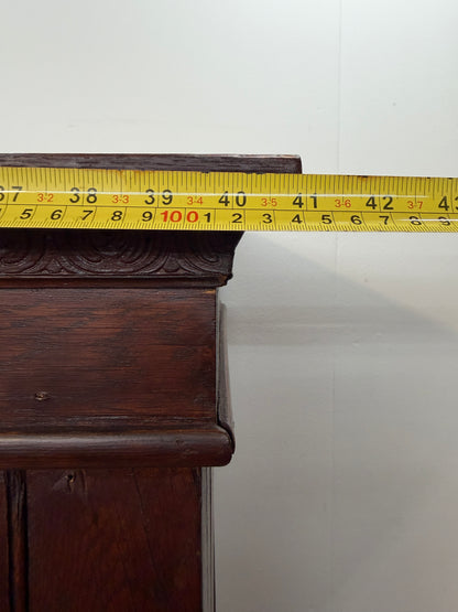 Antique Oak Two-Door Glass Bookcase with Carved Cornice #2682