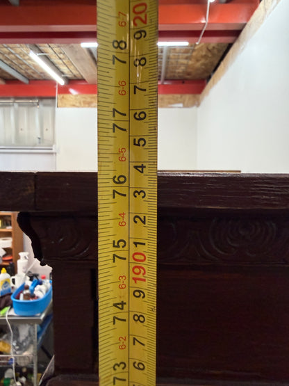 Antique Oak Two-Door Glass Bookcase with Carved Cornice #2682