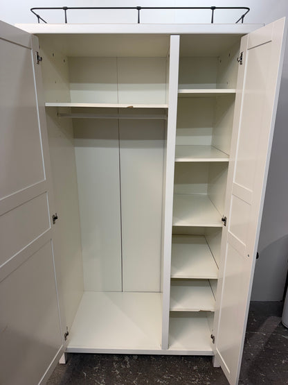 White Two-Door Wardrobe with Shelves and Hanging Rod #2555