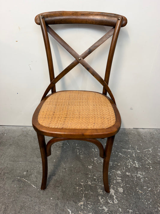 Ballard Designs Cross Back Bistro Chair with Rattan Seat #2556