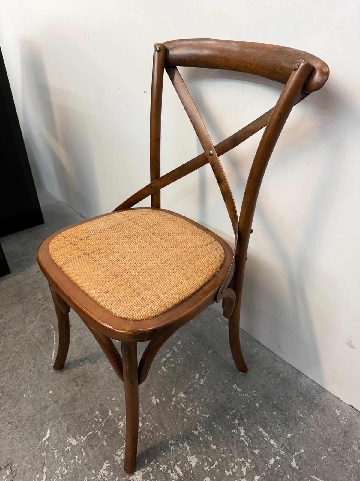 Ballard Designs Cross Back Bistro Chair with Rattan Seat #2556