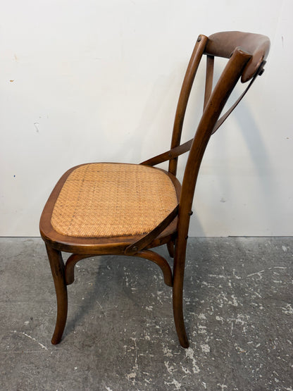Ballard Designs Cross Back Bistro Chair with Rattan Seat #2556