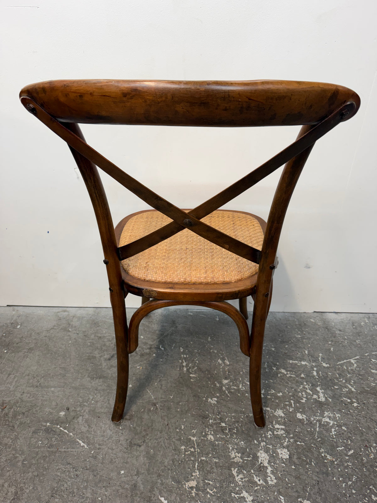 Ballard Designs Cross Back Bistro Chair with Rattan Seat #2556