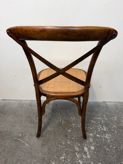 Ballard Designs Cross Back Bistro Chair with Rattan Seat #2556
