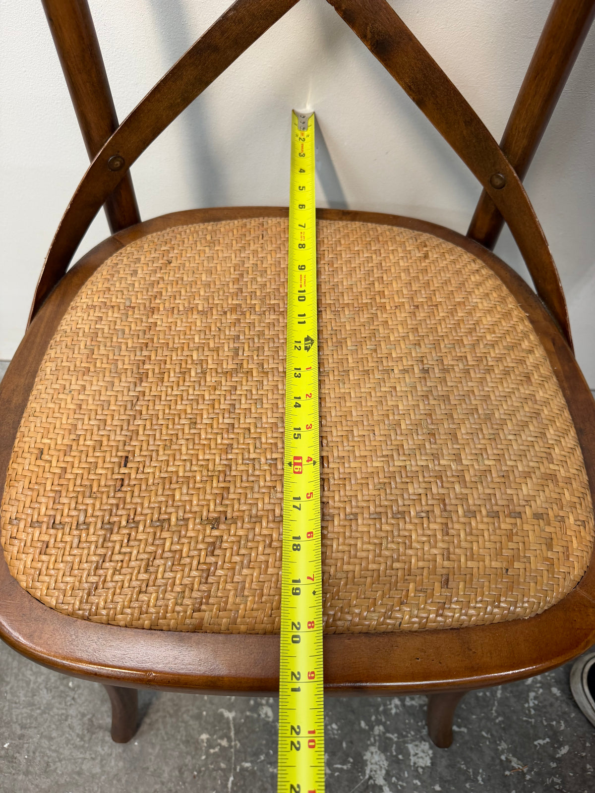 Ballard Designs Cross Back Bistro Chair with Rattan Seat #2556